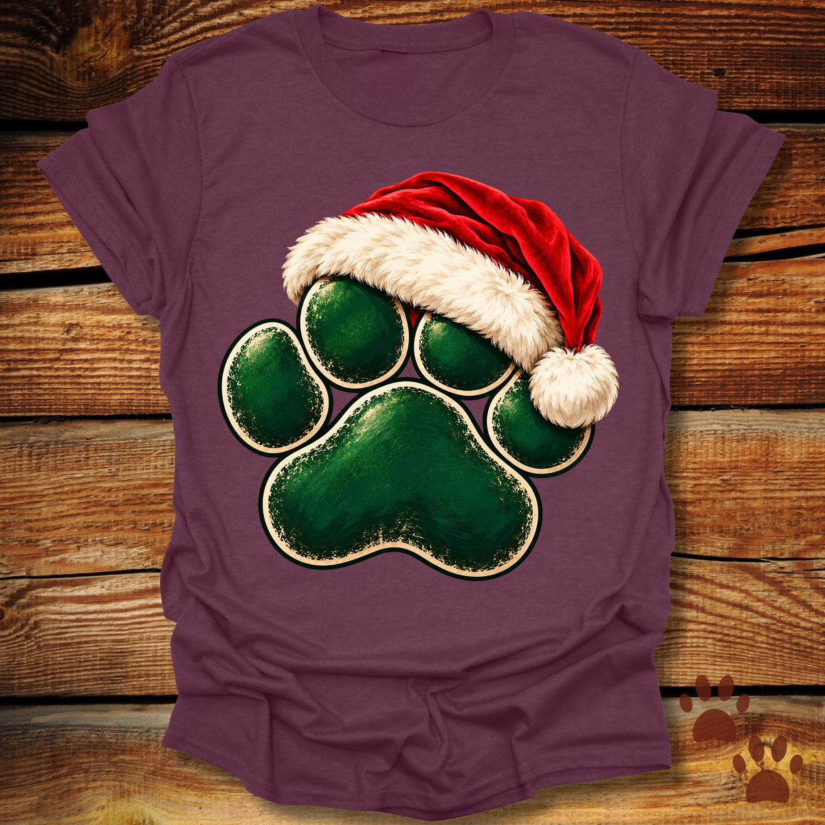 Santa Paw Print Christmas T-Shirt
