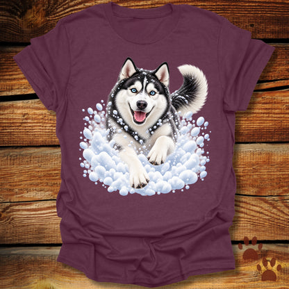 Siberian Husky Snow Day T-Shirt - Front & Back Print