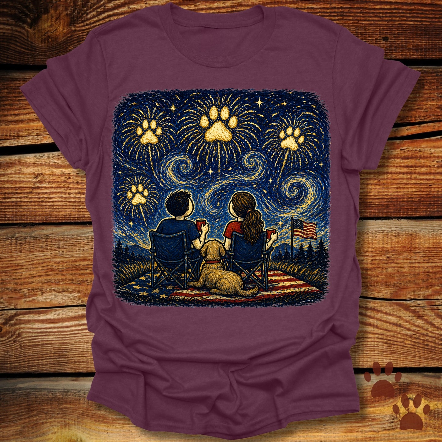 Starry Night Fireworks T-Shirt