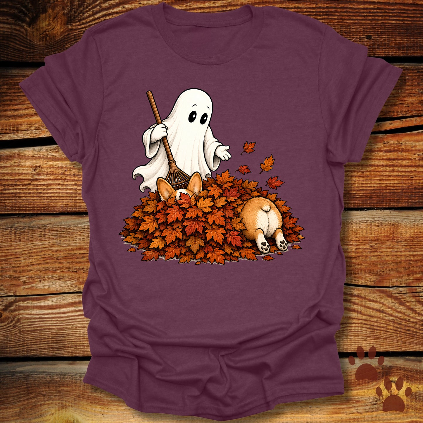 Corgi Leaf Pile T-Shirt