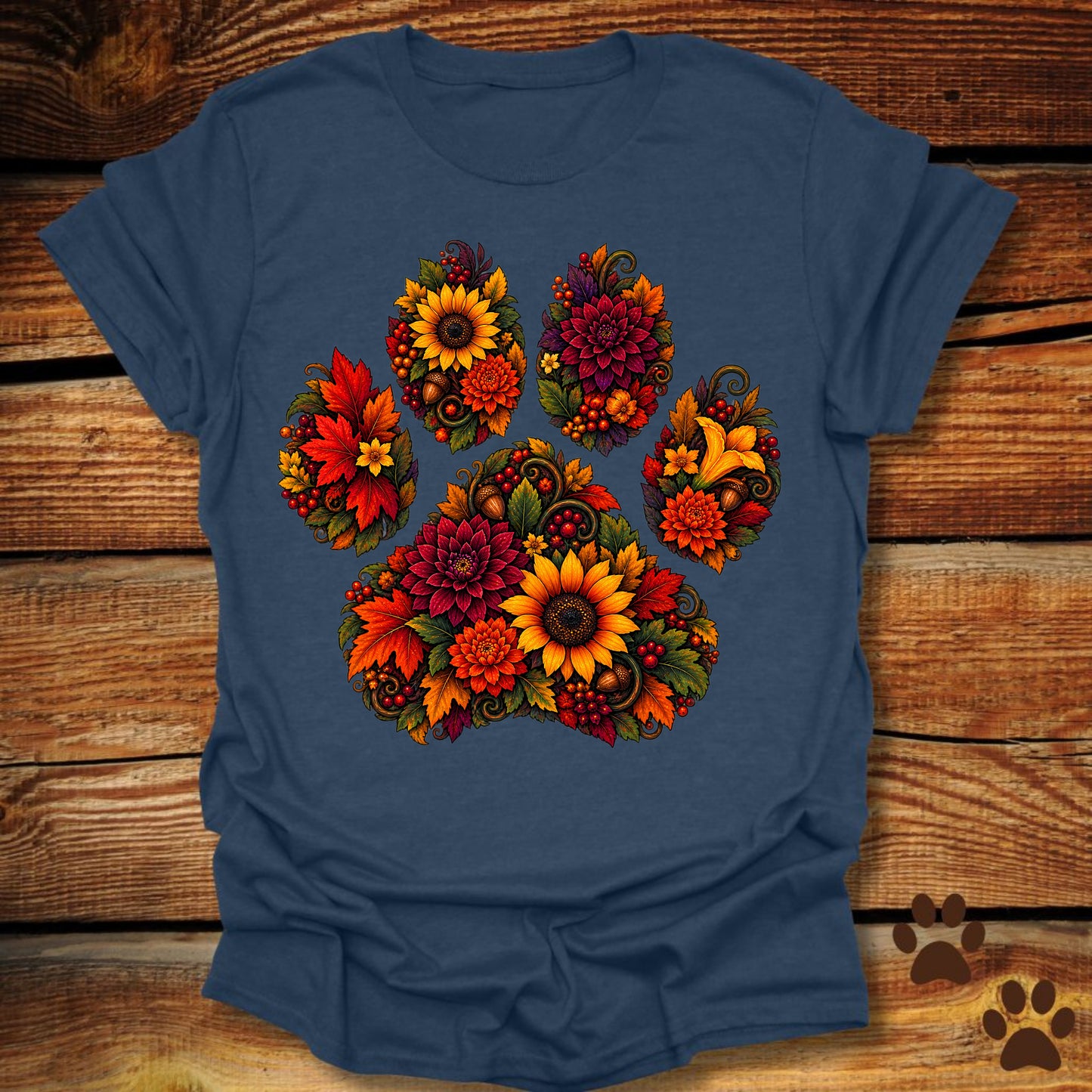 Autumn Floral Paw T-Shirt