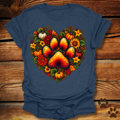 Autumn Paw Print Heart T-Shirt