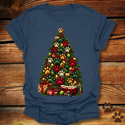 Dog Paw Christmas Tree T-Shirt