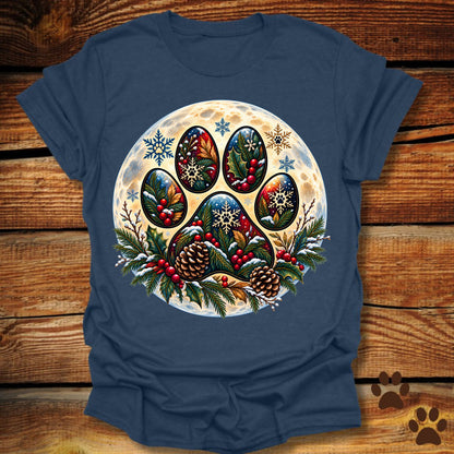 Dog Paw Christmas Moon T-Shirt