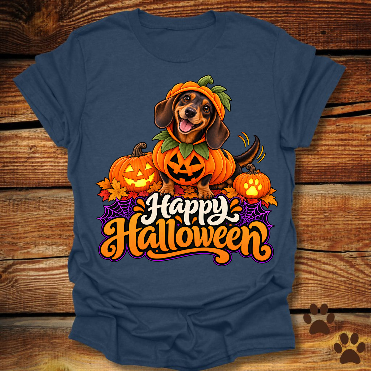 "Happy Halloween" Dachshund Pumpkin T-Shirt