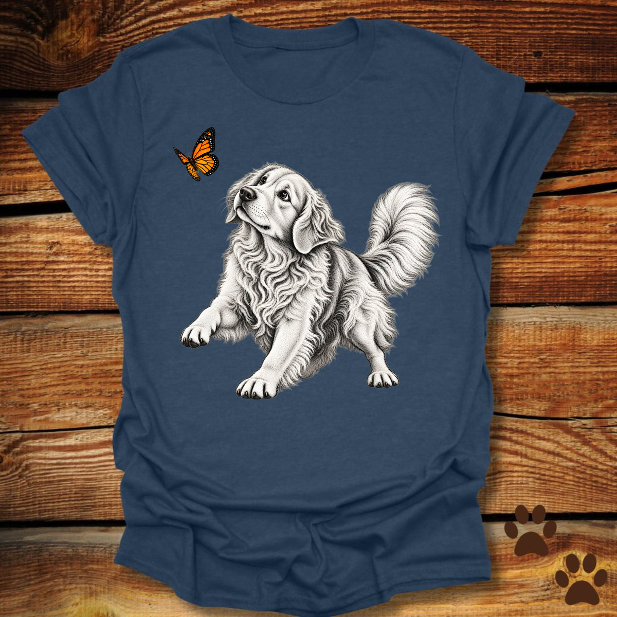 Golden Retriever Chasing Butterfly T-Shirt