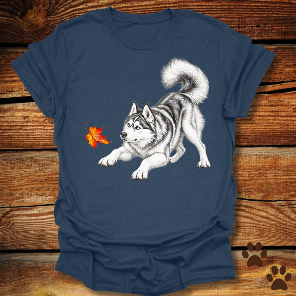 Siberian Husky Fall Leaf T-Shirt
