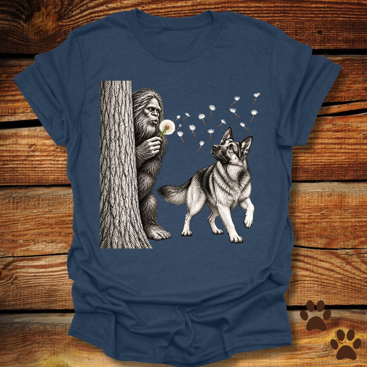 Bigfoot German Shepherd Dandelion T-Shirt