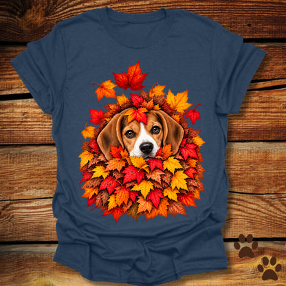 Beagle Leaf Pile T-Shirt - Front & Back Print