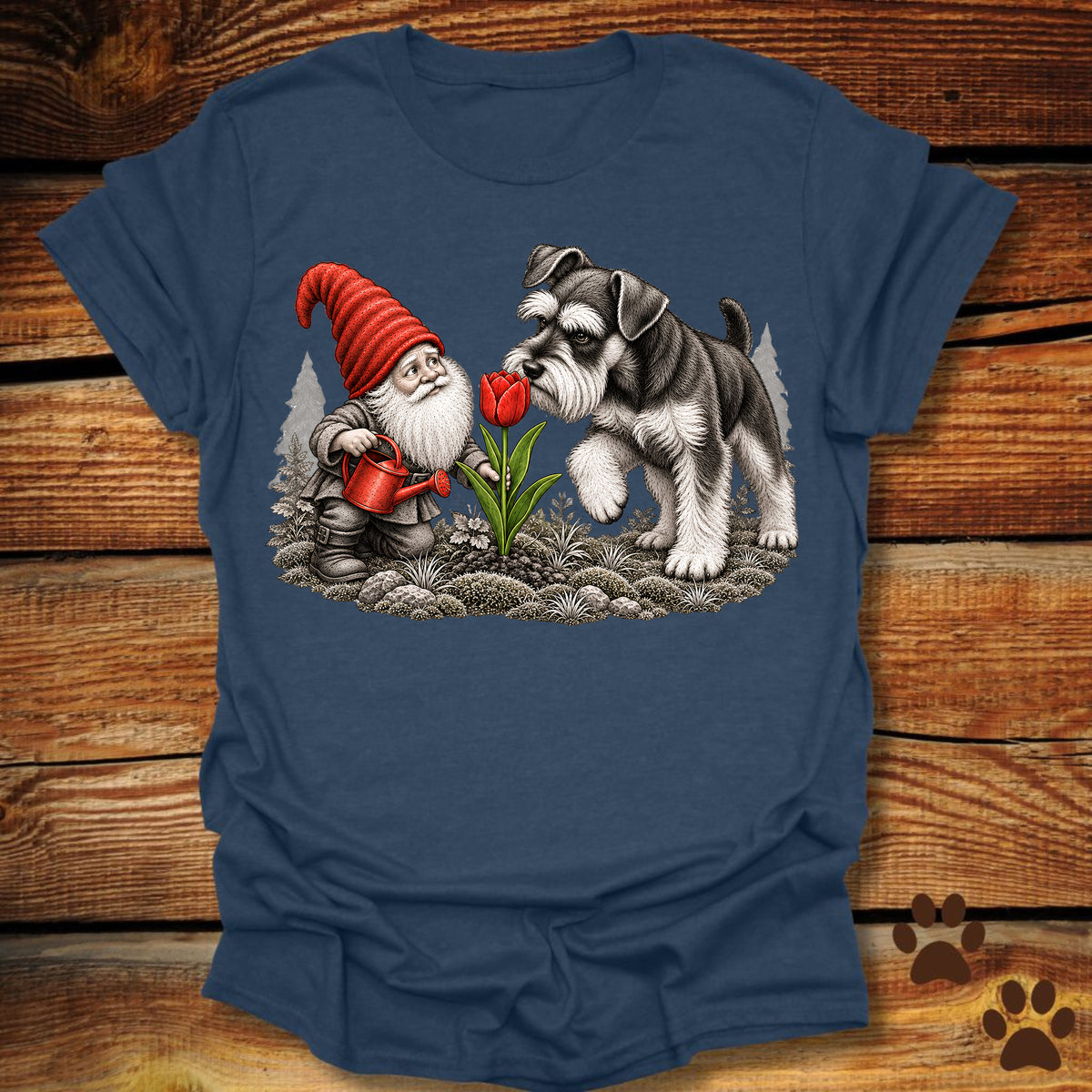 Garden Gnome and Schnauzer T-Shirt