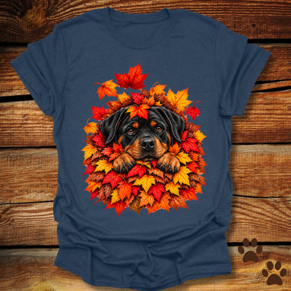 Rottweiler Leaf Pile T-Shirt - Front & Back Print