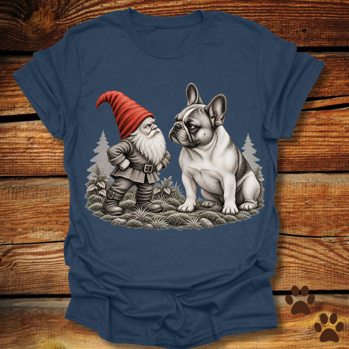Garden Gnome French Bulldog Standoff T-Shirt