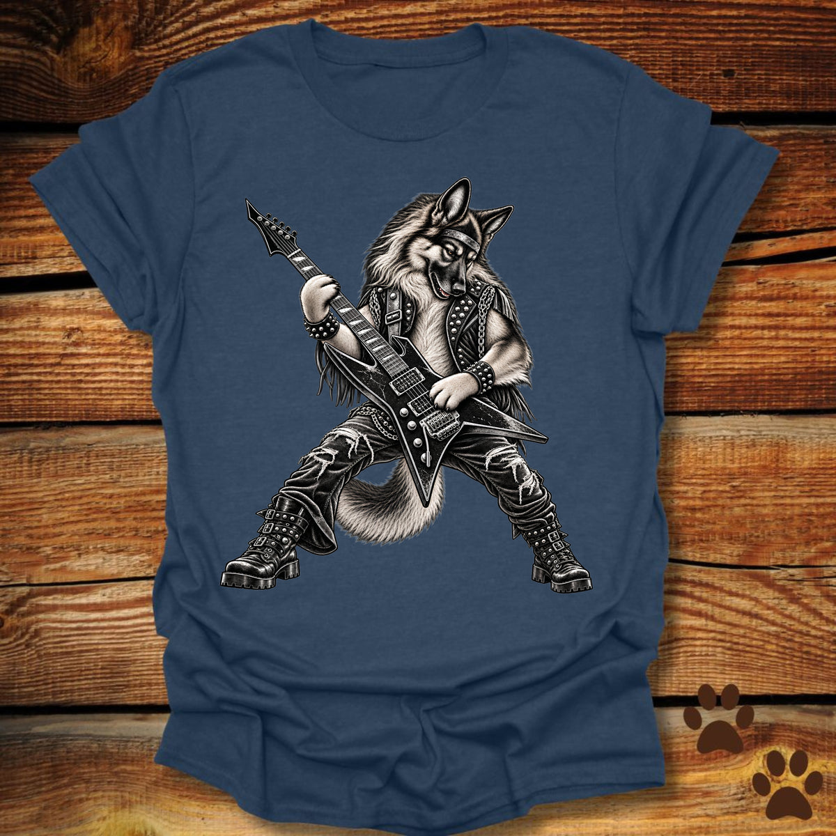 German Shepherd Heavy Metal Guitar T-Shirt