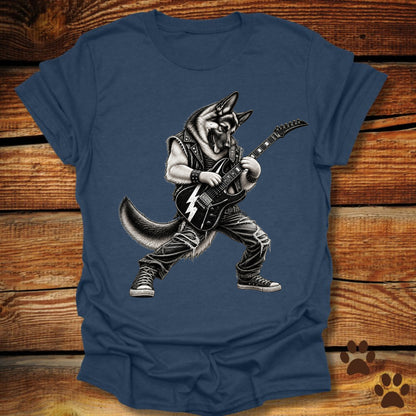 German Shepherd Shredding Guitar T-Shirt