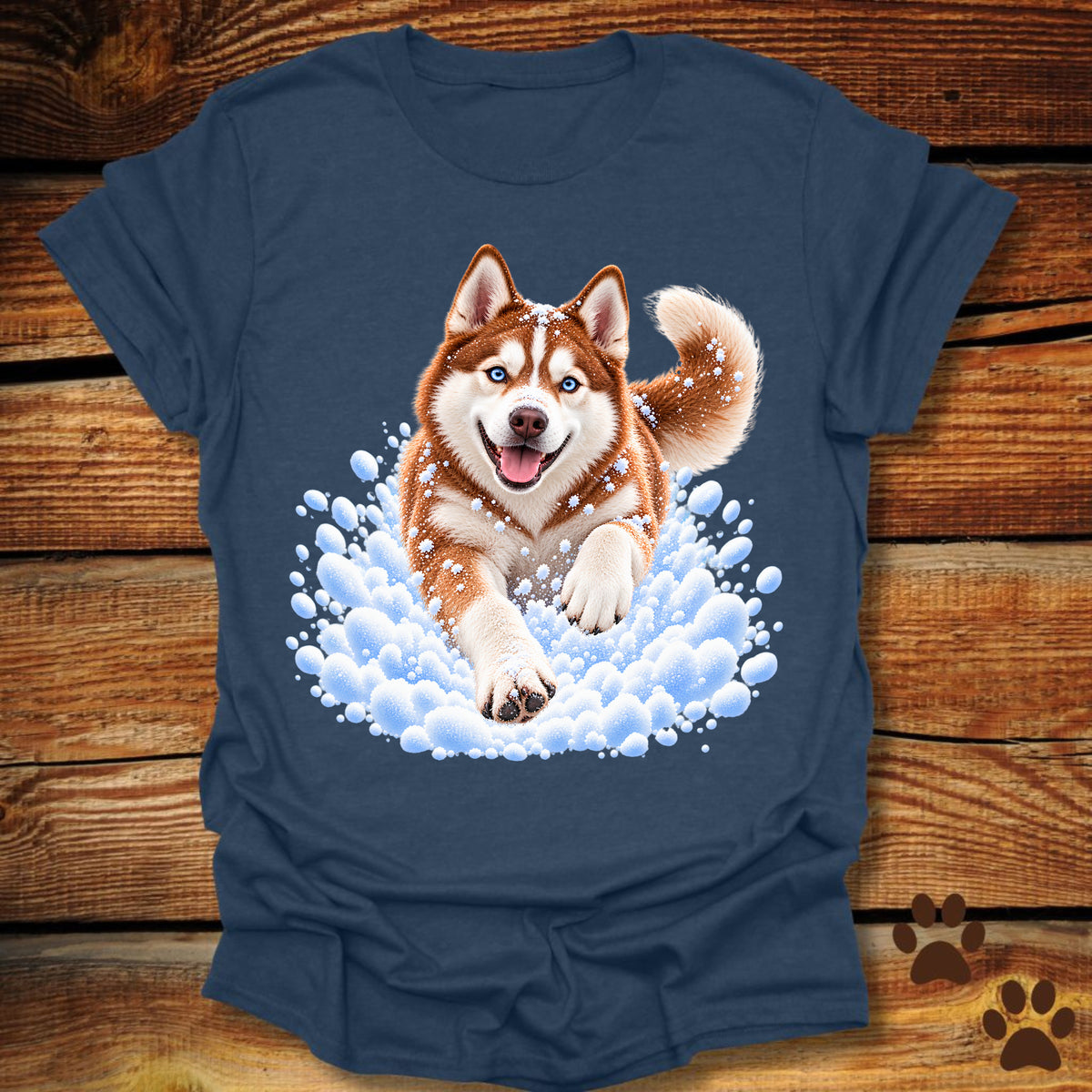 Red Husky Snow Day T-Shirt - Front & Back Print