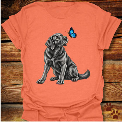Black Labrador Retriever Butterfly T-Shirt