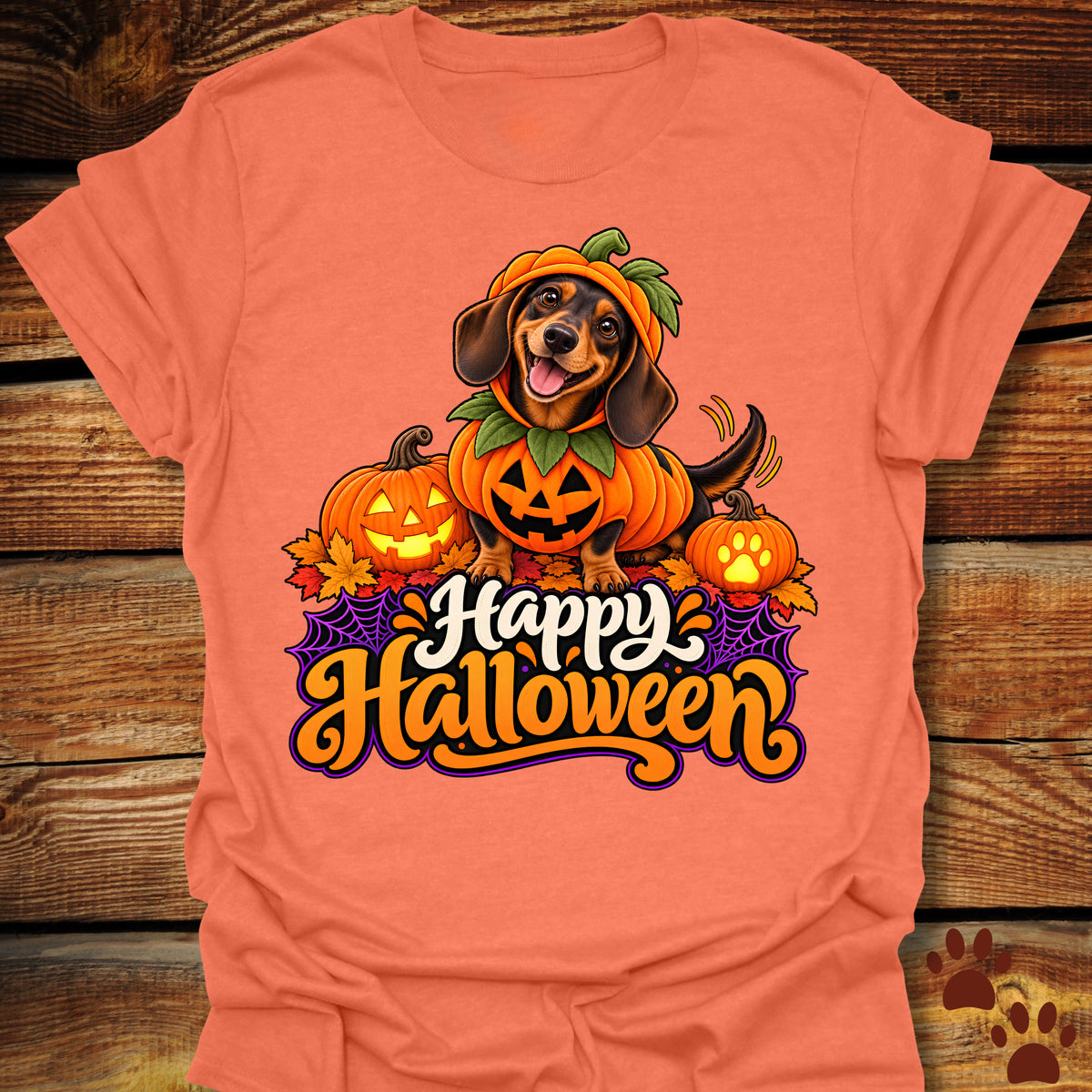 "Happy Halloween" Dachshund Pumpkin T-Shirt