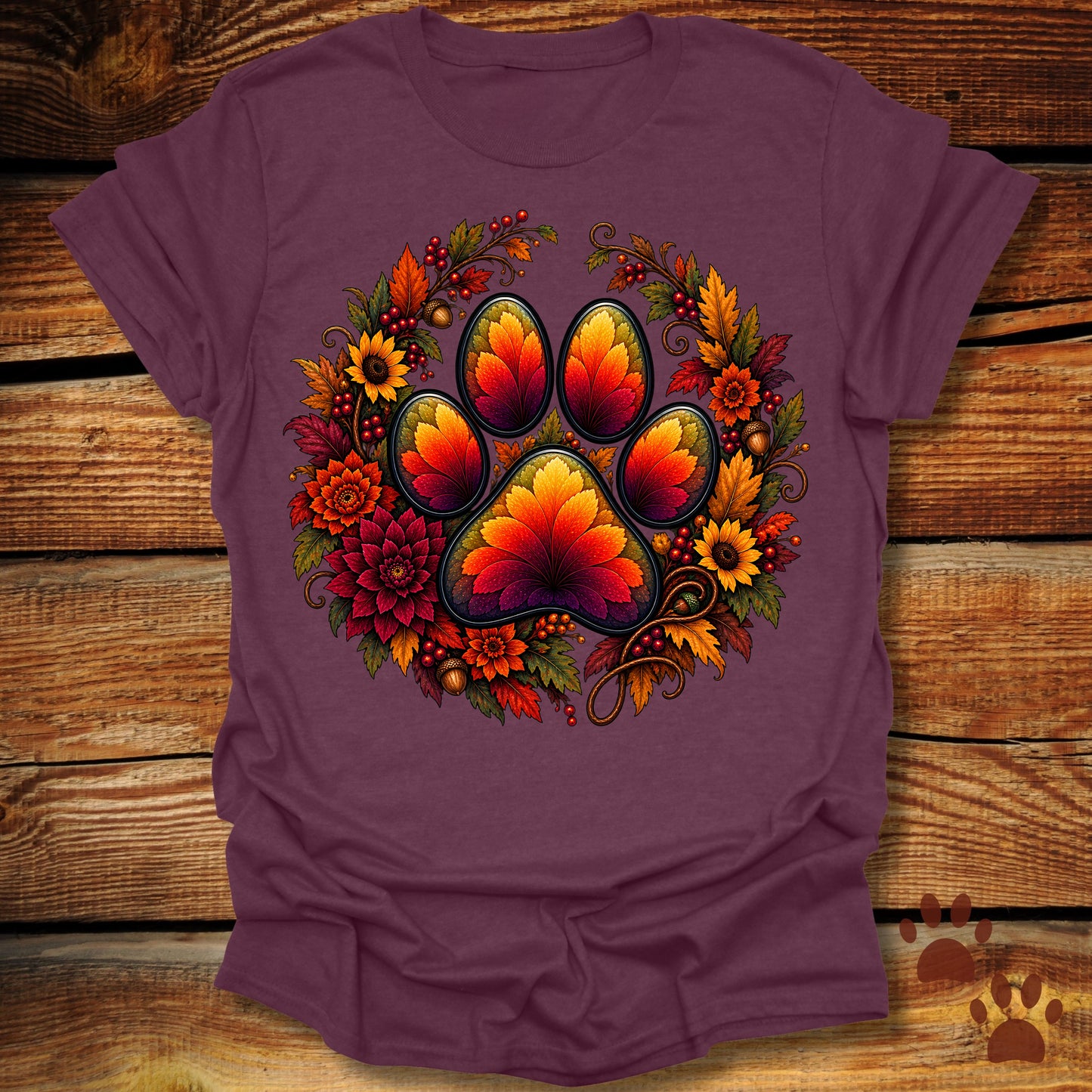 Autumn Paw Print Wreath T-Shirt
