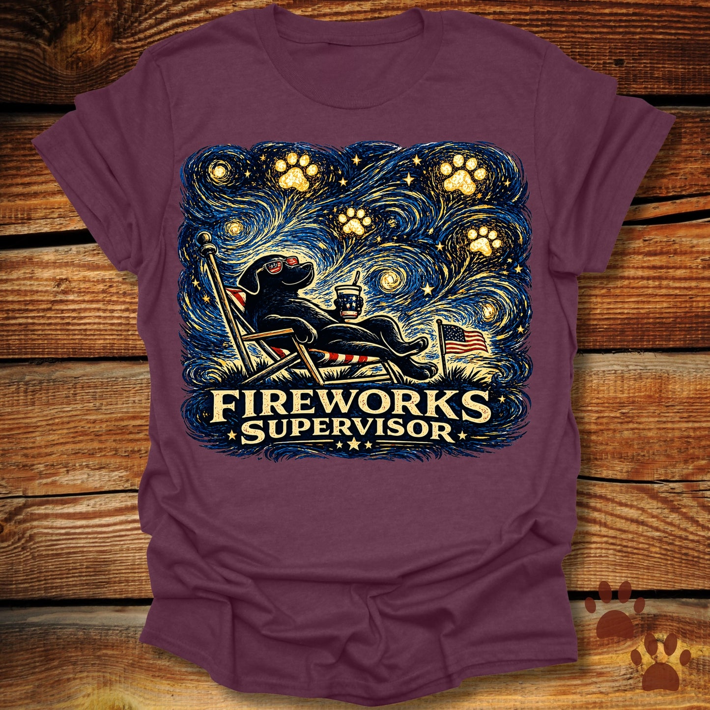 Starry Night Fireworks Supervisor T-Shirt