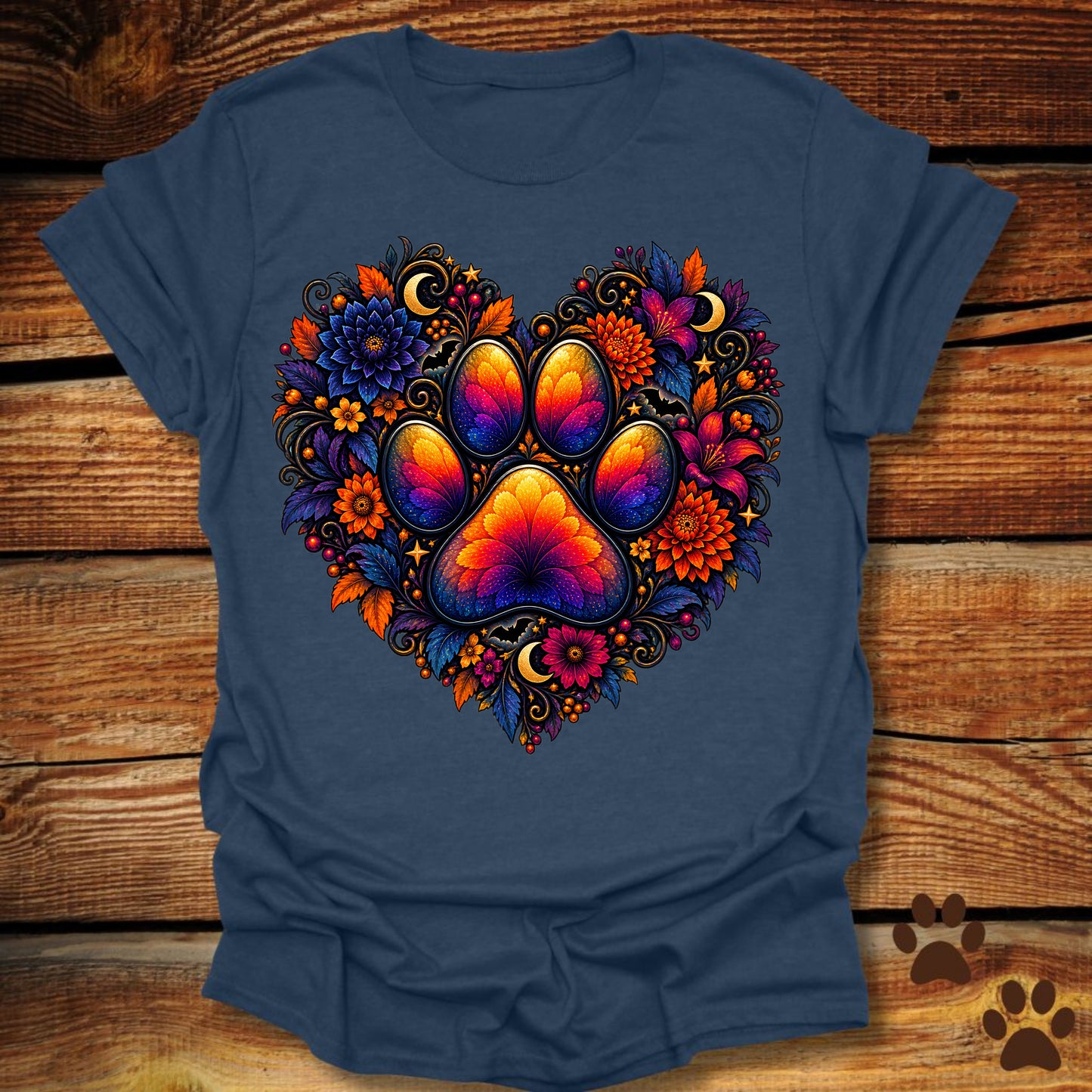Celestial Autumn Paw Heart T-Shirt