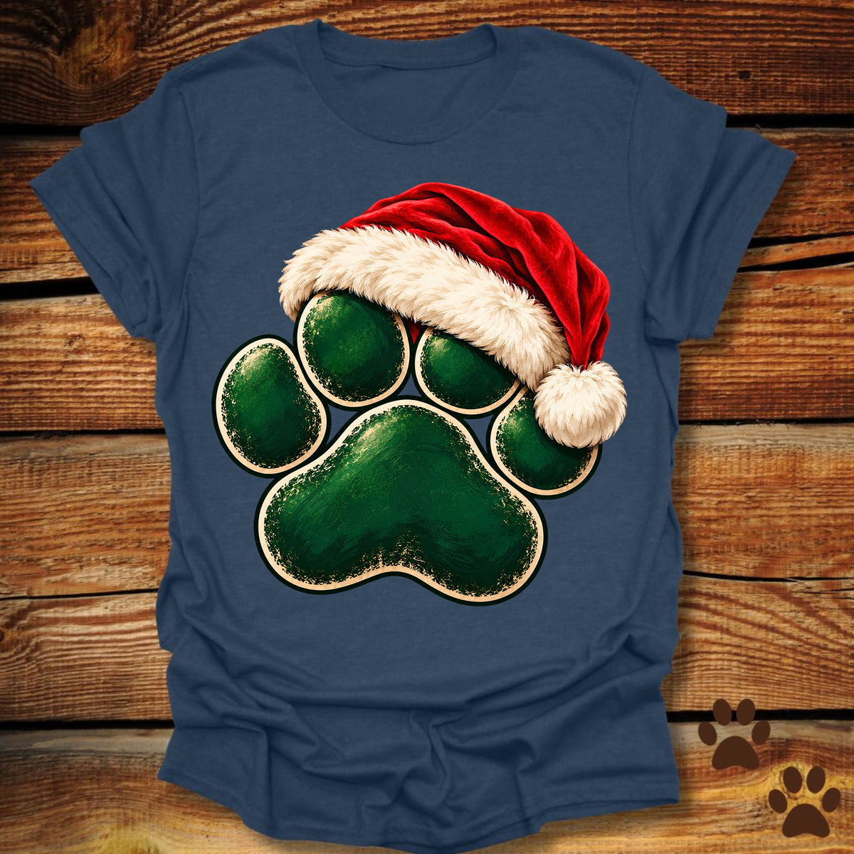 Santa Paw Print Christmas T-Shirt