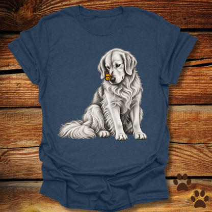 Golden Retriever with Butterfly on Nose T-Shirt