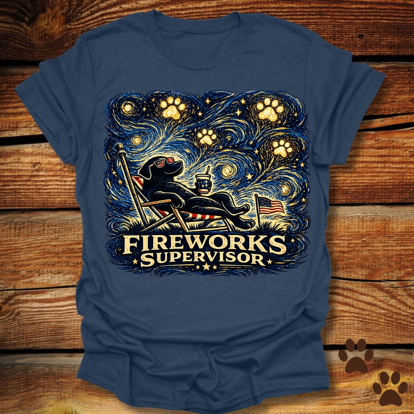 Starry Night Fireworks Supervisor T-Shirt