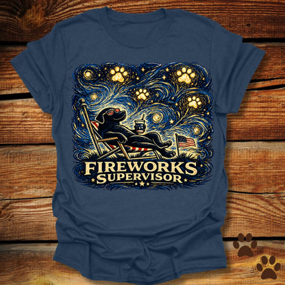 Starry Night Fireworks Supervisor T-Shirt