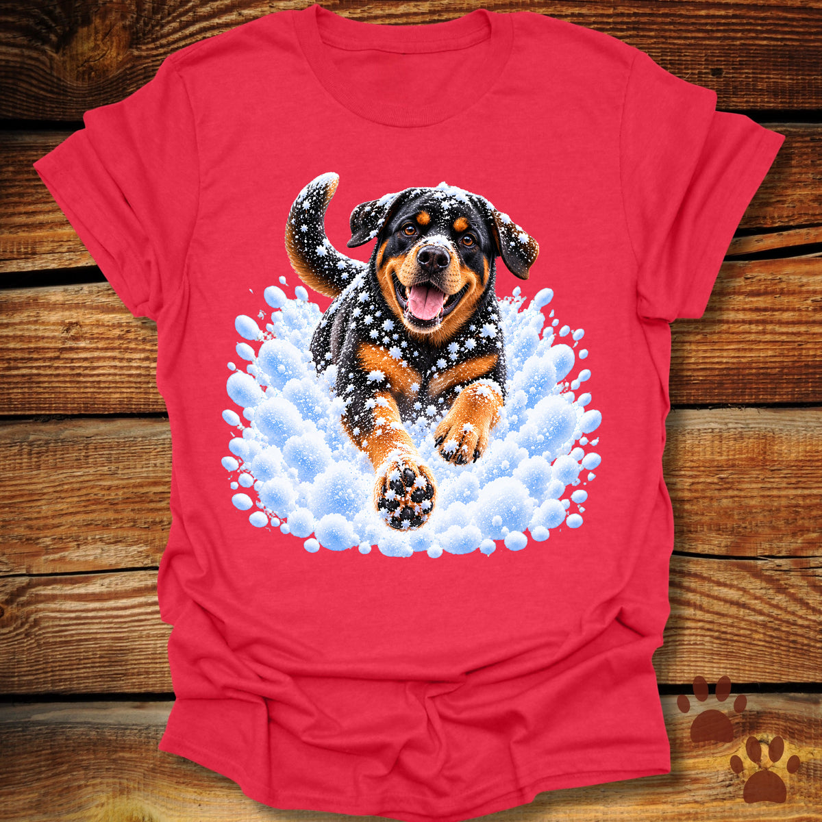 Rottweiler Snow Day T-Shirt - Front & Back Print