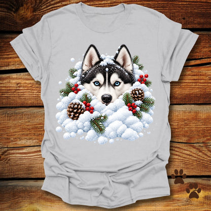 Husky Snowbank T-Shirt - Front & Back Print
