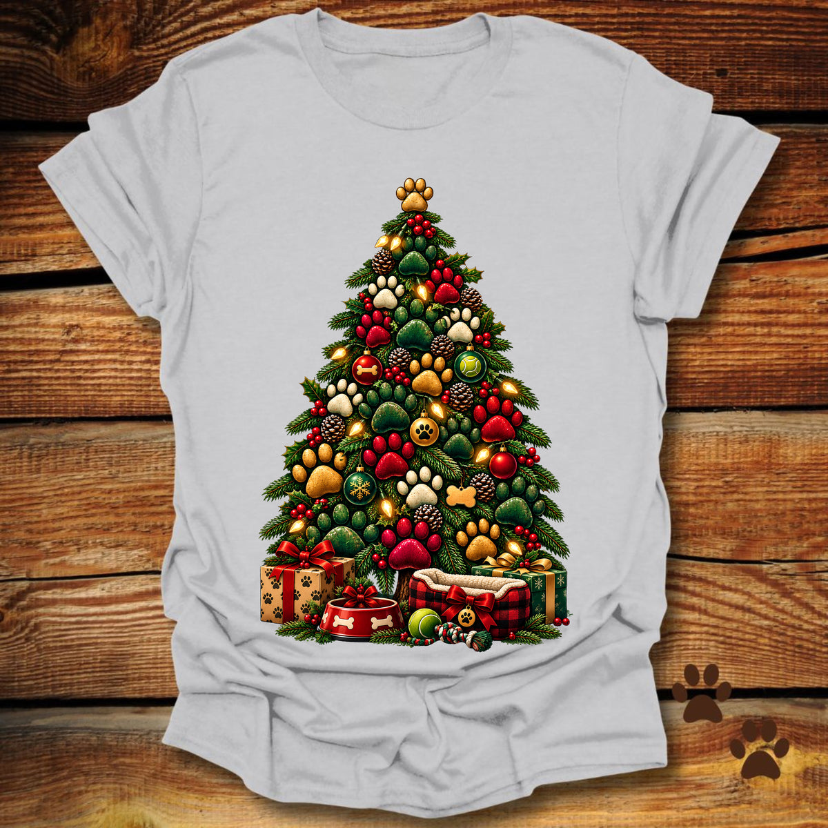 Dog Paw Christmas Tree T-Shirt