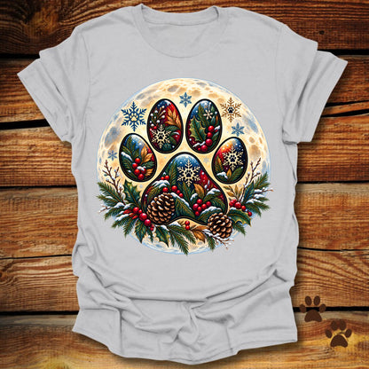 Dog Paw Christmas Moon T-Shirt