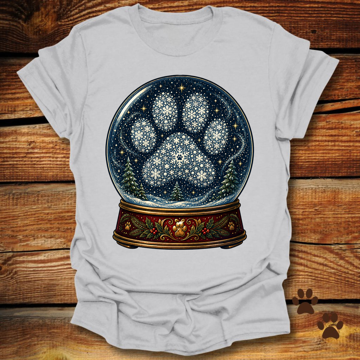 Dog Paw Snow Globe T-Shirt