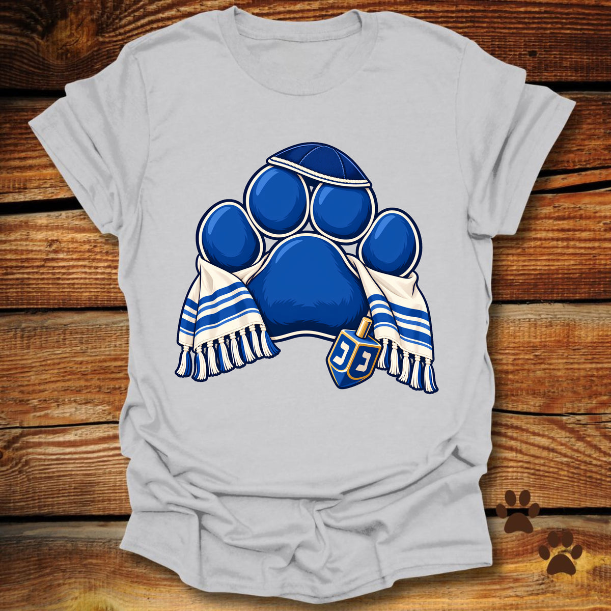 Hanukkah Paw Print Dreidel T-Shirt