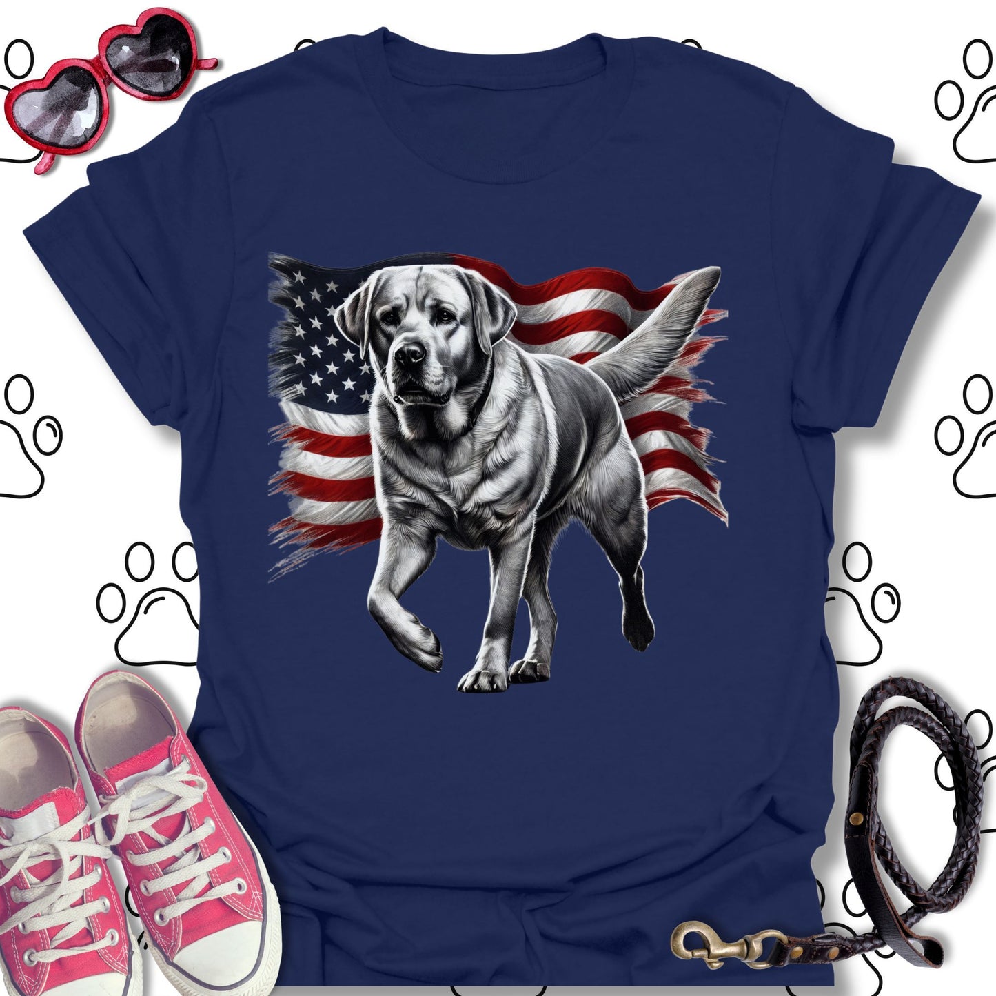 Labrador Patriotic American Flag T-Shirt