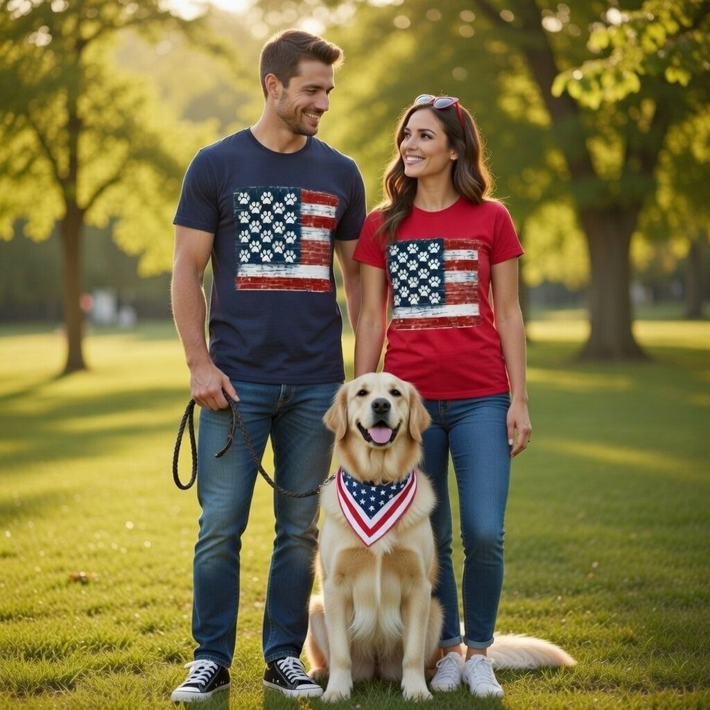 Patriotic Paw Print American Flag Shirt