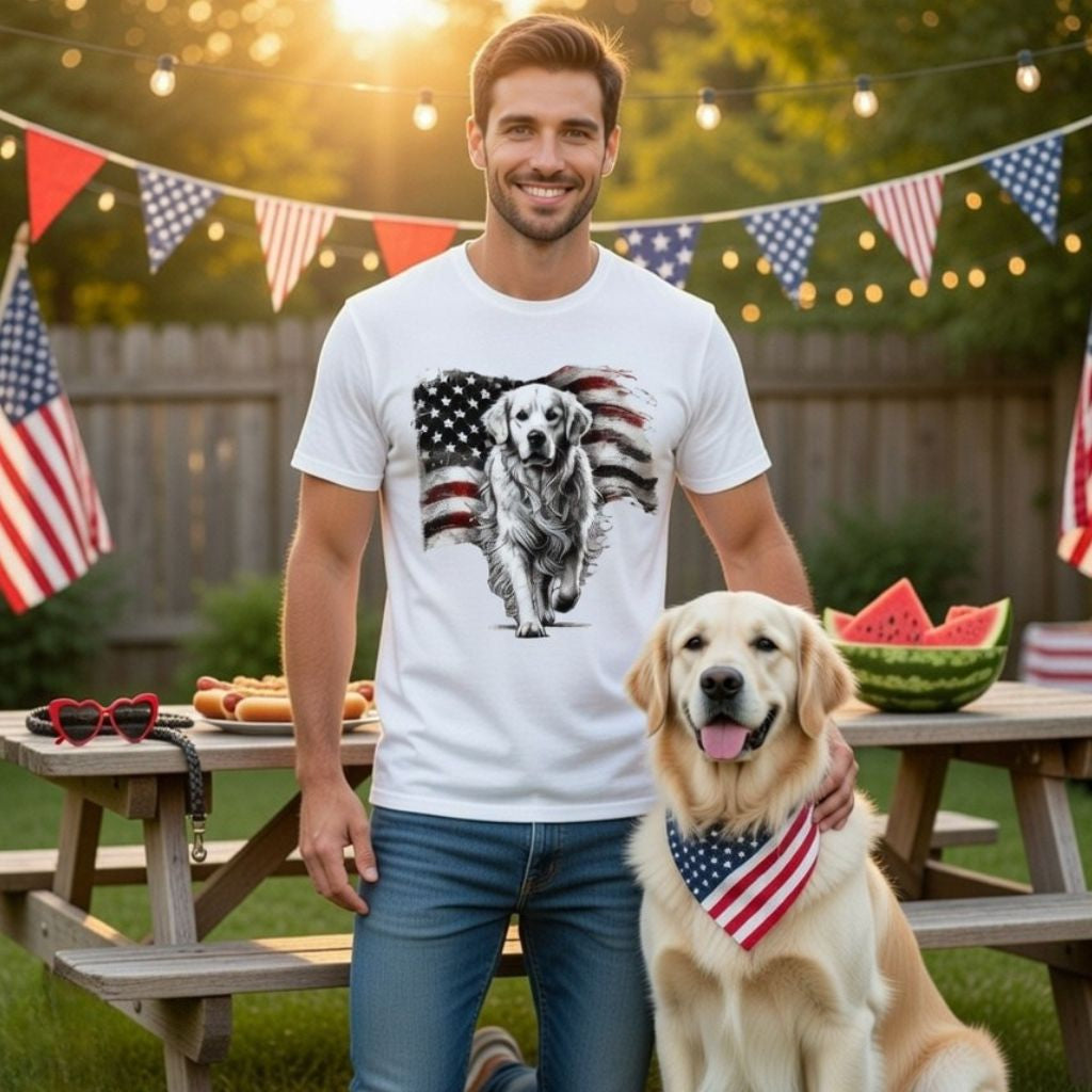 Golden Retriever American Flag Shirt