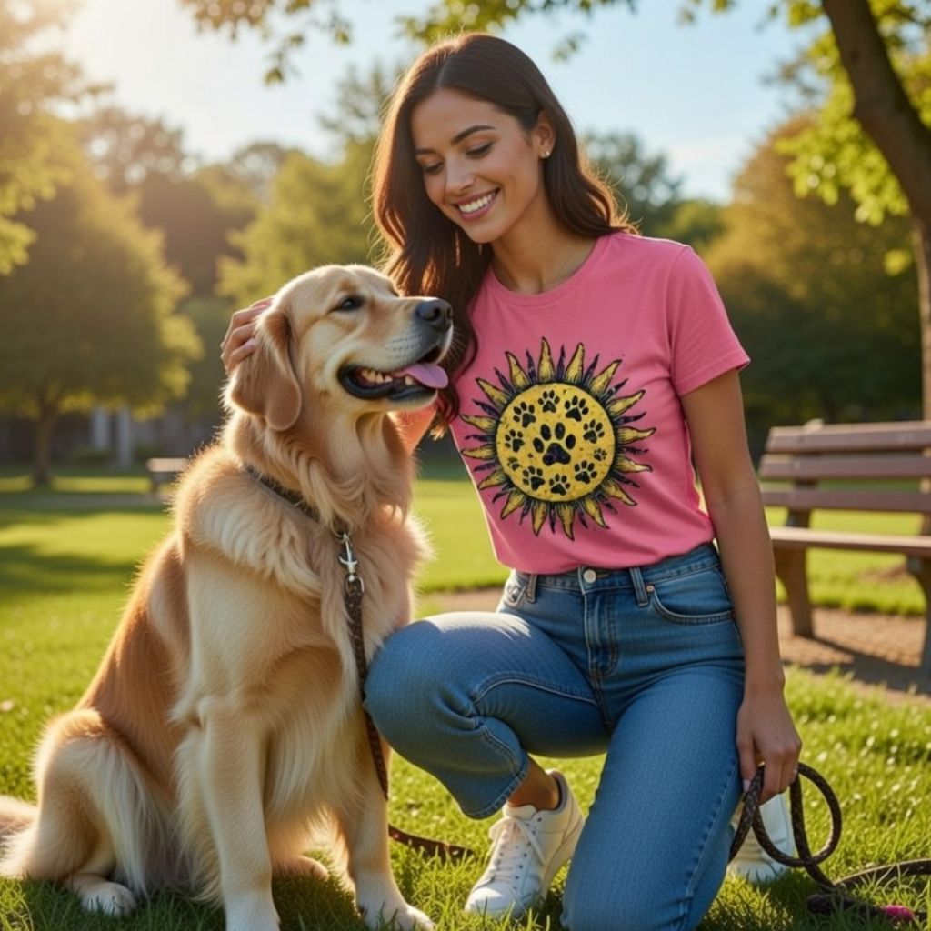 Sunflower Paw Print T-Shirt