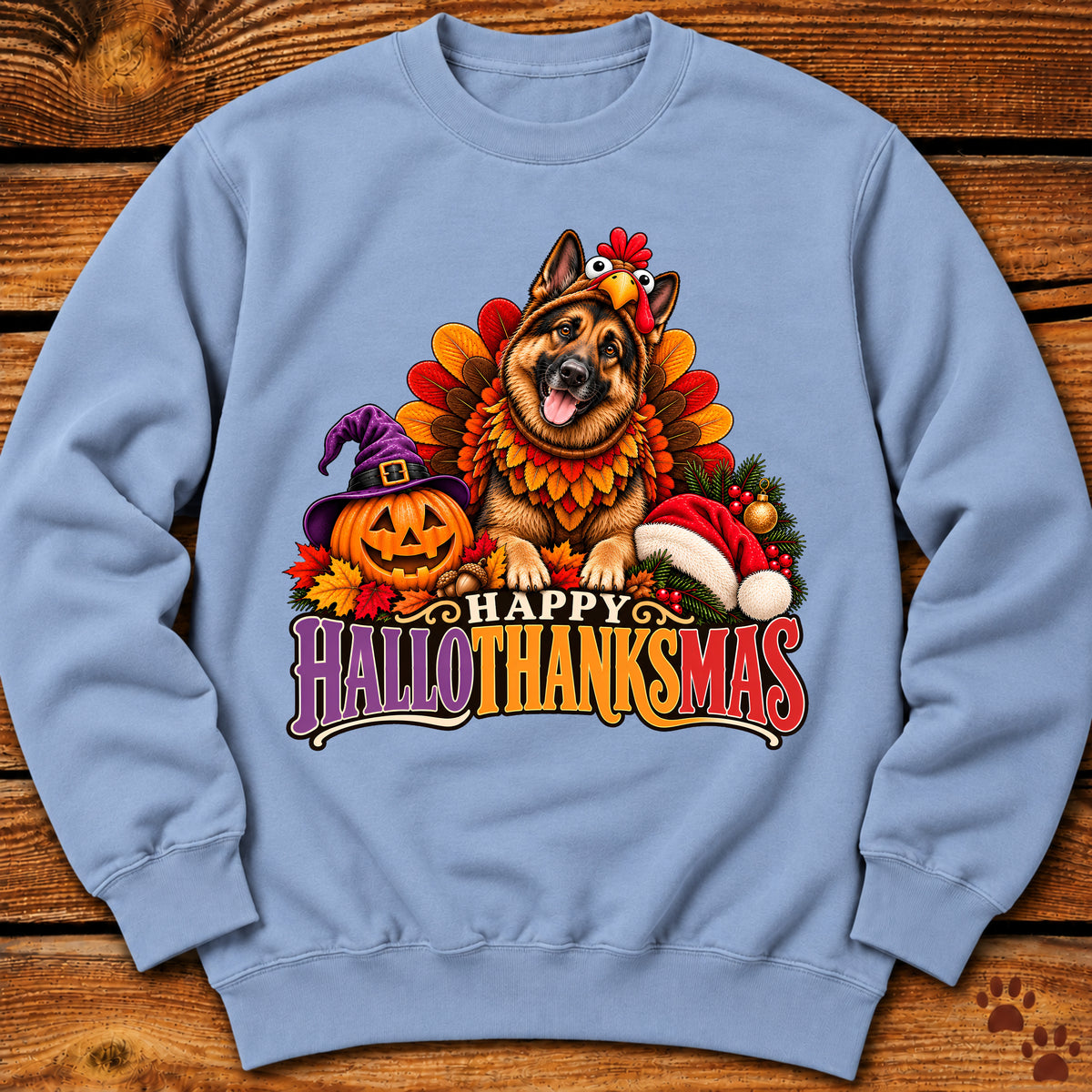 Happy Hallothanksmas German Shepherd Turkey Sweatshirt