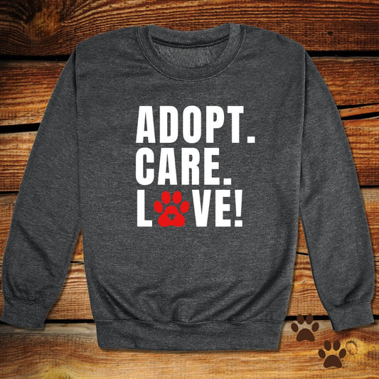 Adopt Care Love Dog Rescue Crewneck