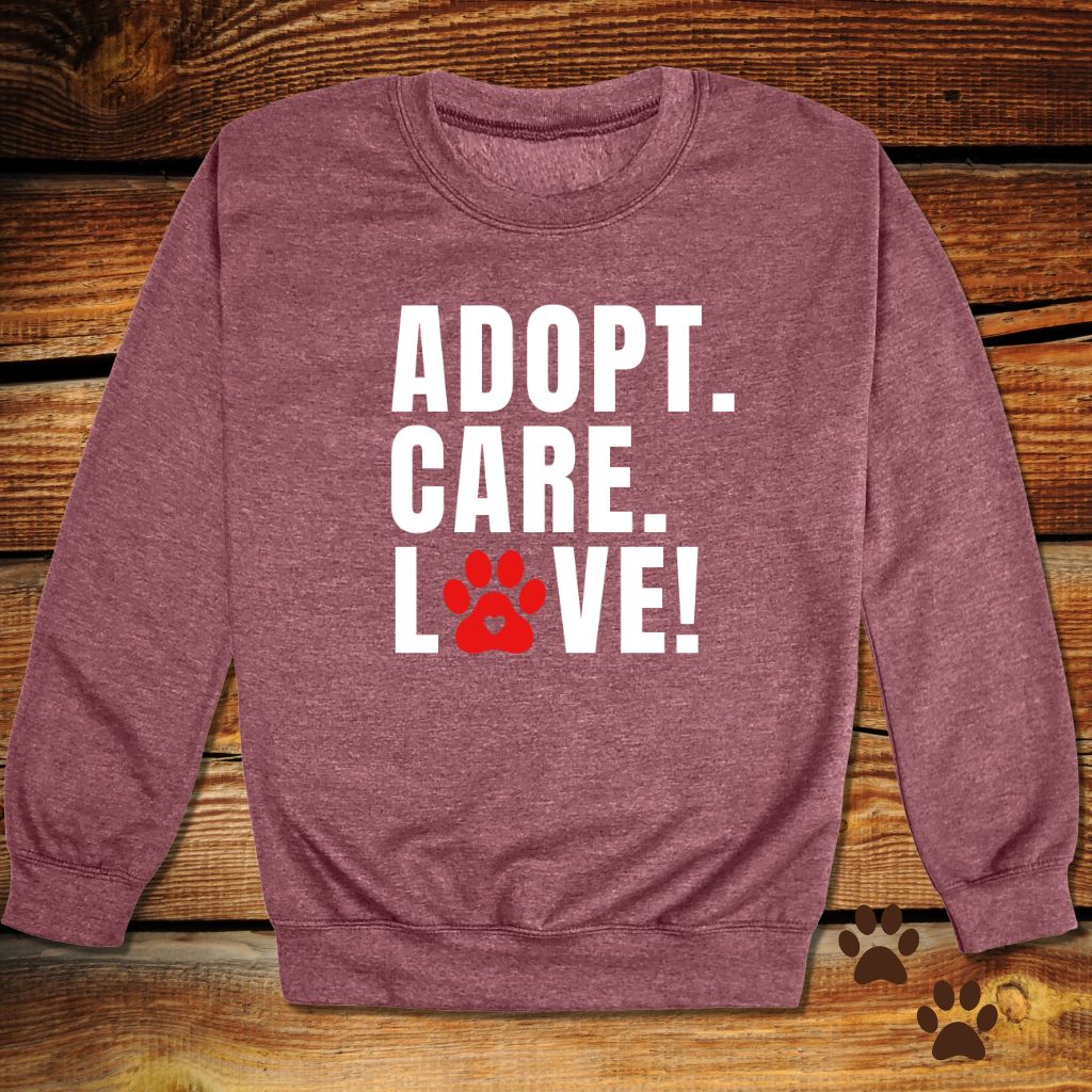 Adopt Care Love Dog Rescue Crewneck