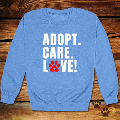 Adopt Care Love Dog Rescue Crewneck