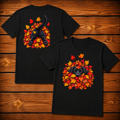 Labrador Retriever Leaf Pile T-Shirt - Front & Back Print
