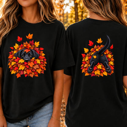 Labrador Retriever Leaf Pile T-Shirt - Front & Back Print