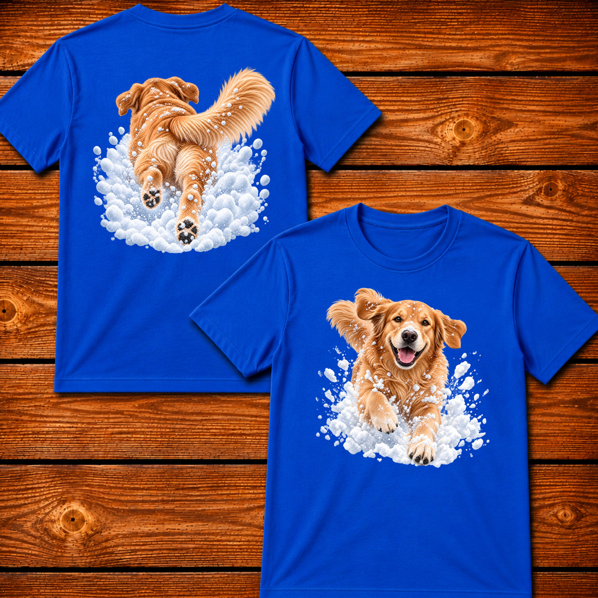 Golden Retriever Snow Day T-Shirt - Front & Back Print