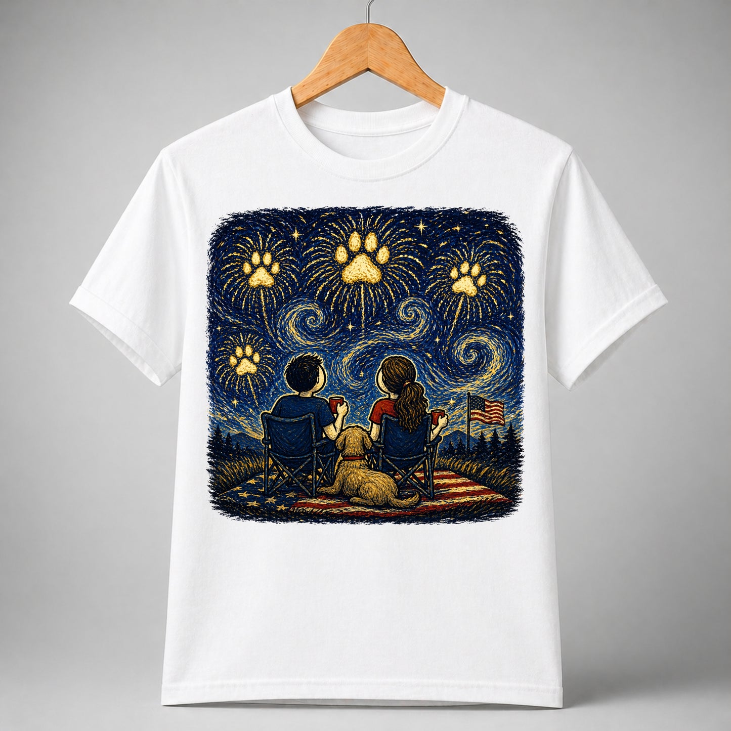 Starry Night Fireworks T-Shirt