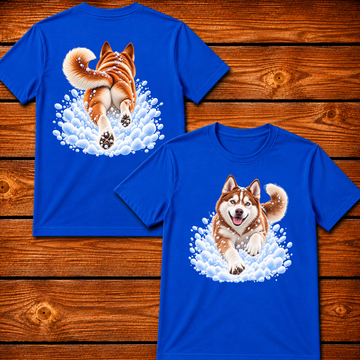 Red Husky Snow Day T-Shirt - Front & Back Print