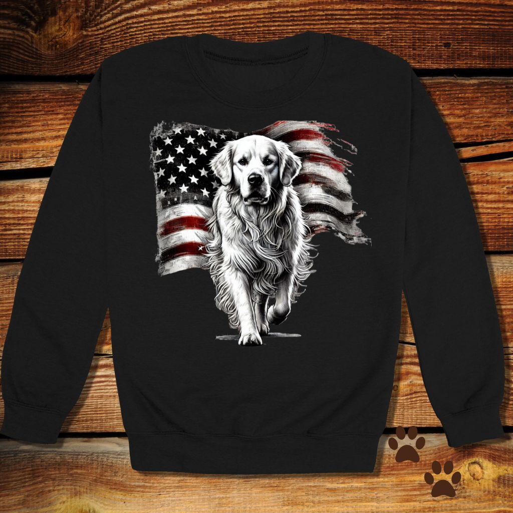 Golden Retriever American Flag Crewneck