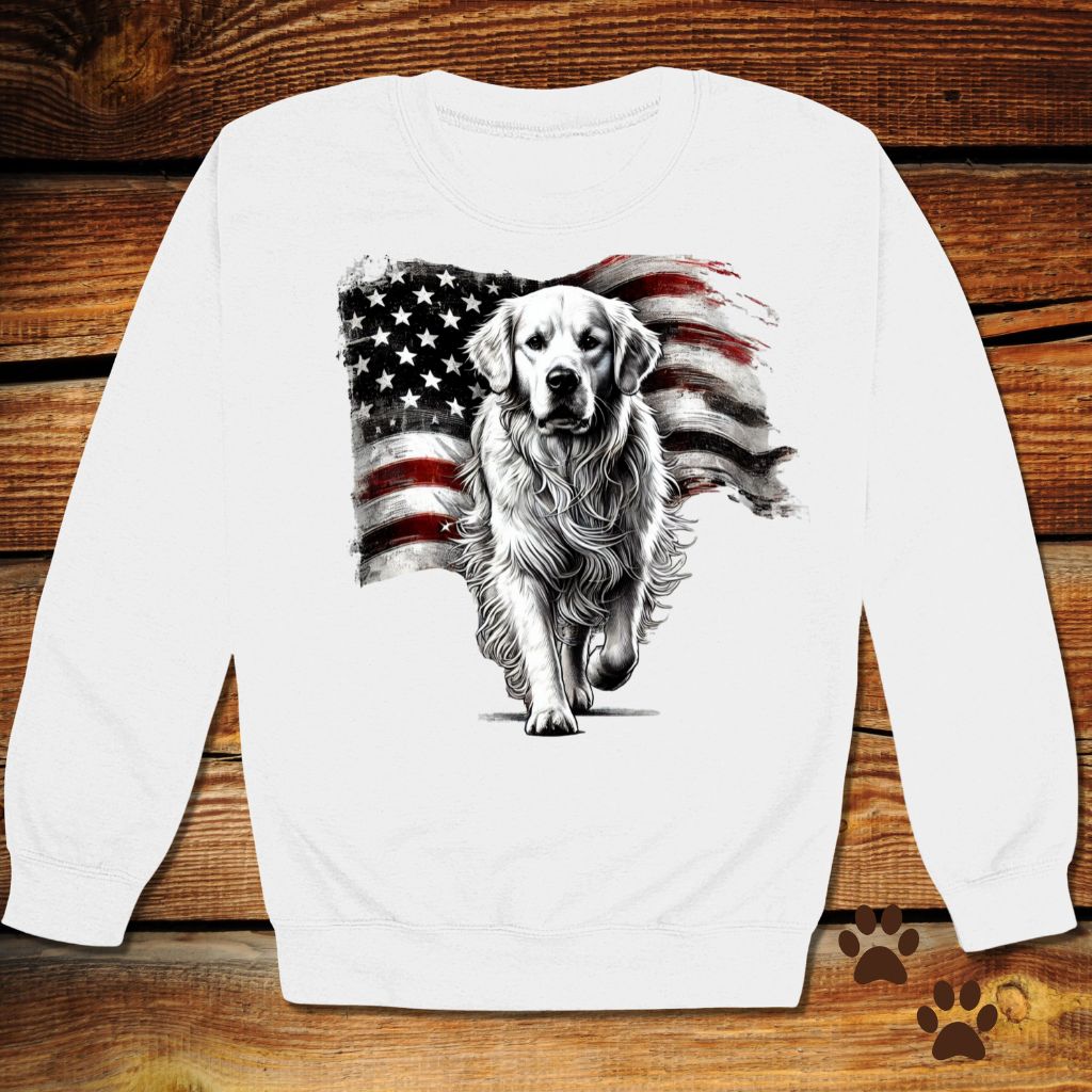 Golden Retriever American Flag Crewneck