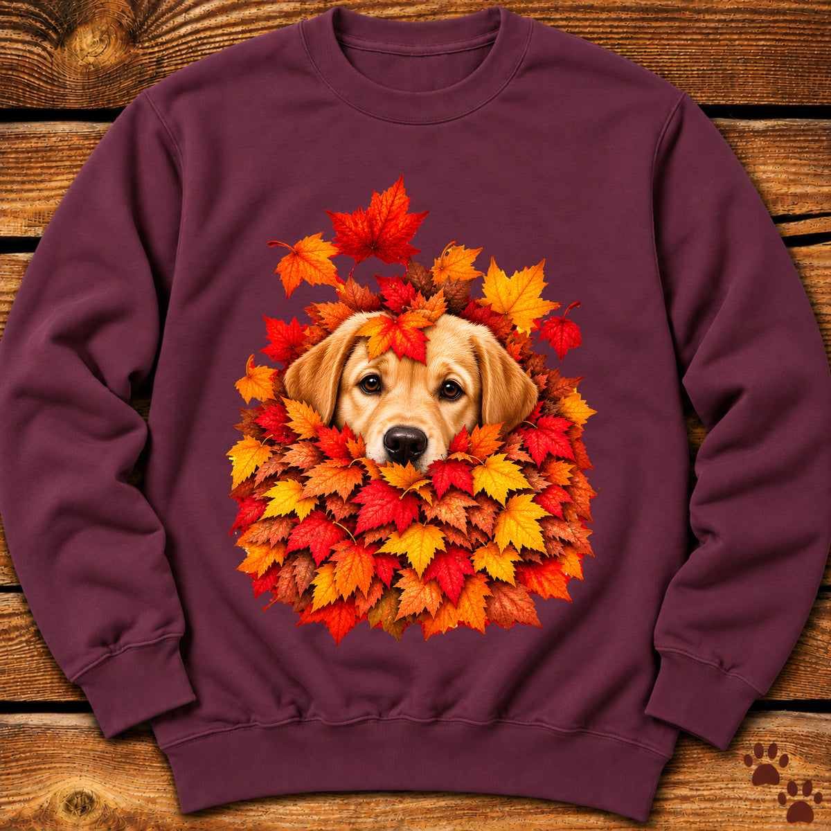 Yellow Labrador Retriever Leaf Pile Crewneck